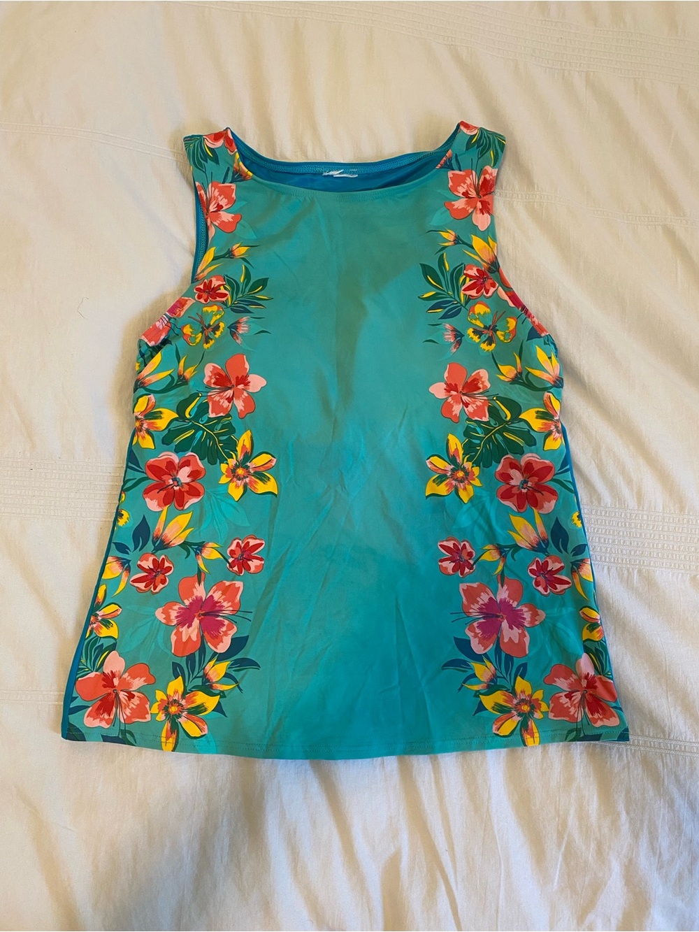 Women’s Teal Floral Sleeveless Swim Top